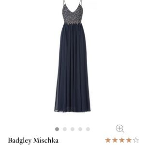 Badgley Mischka Navy Ballerina Gown